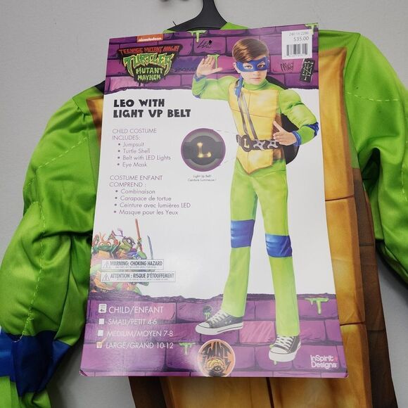 Teenage Mutant Ninja Turtles Mutant Mayhem Leo Kids Costume Dress Up 10-12 Large - Picture 2 of 9